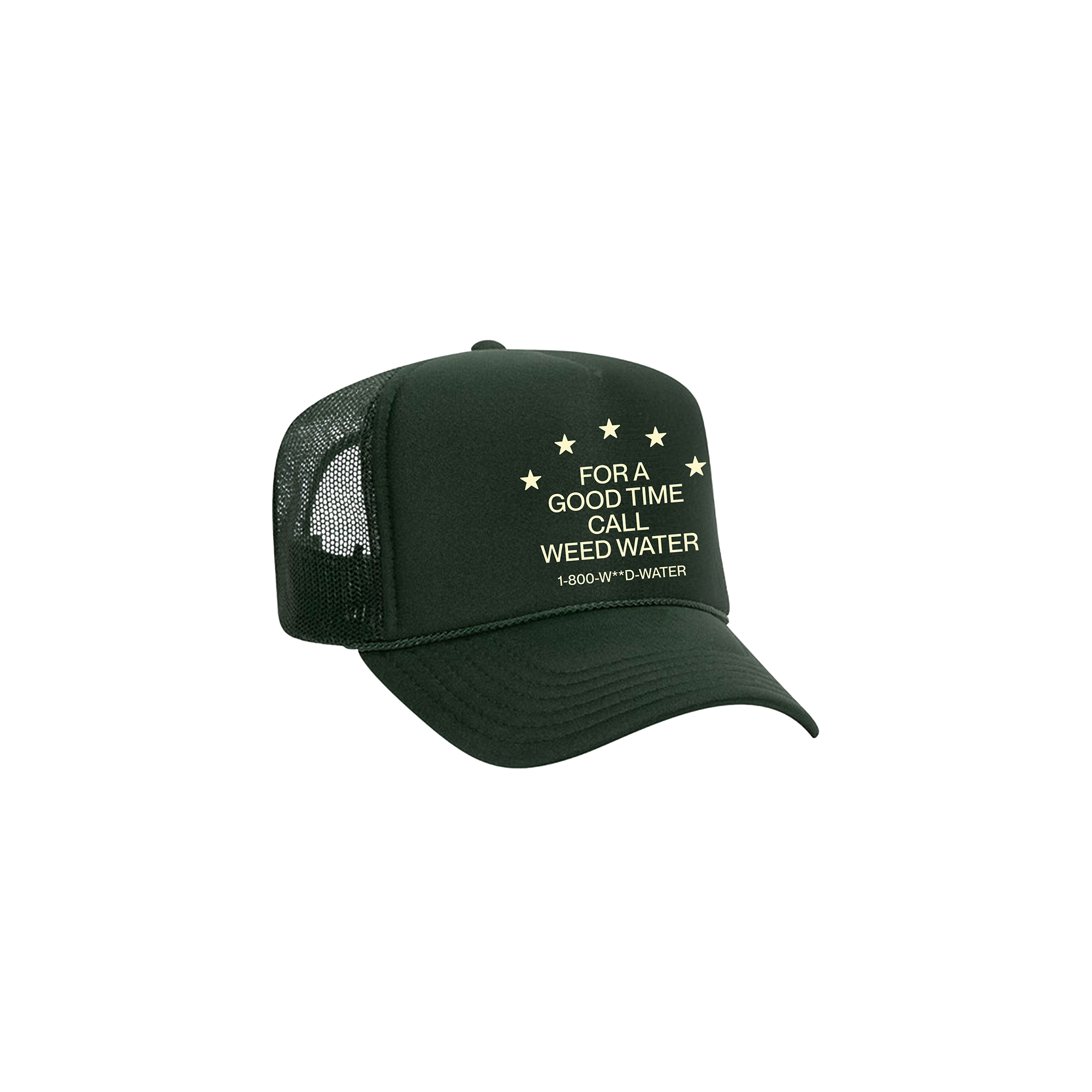 Green Motel Weed Water Foam Trucker